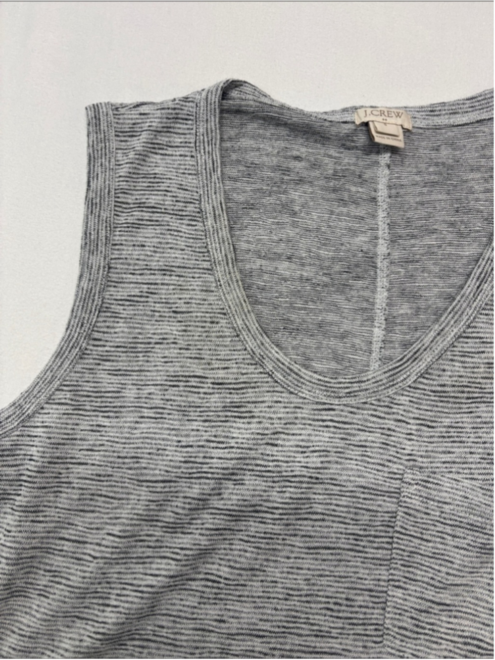 J. Crew Gray Sleeveless tank dress scoop neck micro stripe 372 stretch casual - Picture 7 of 7